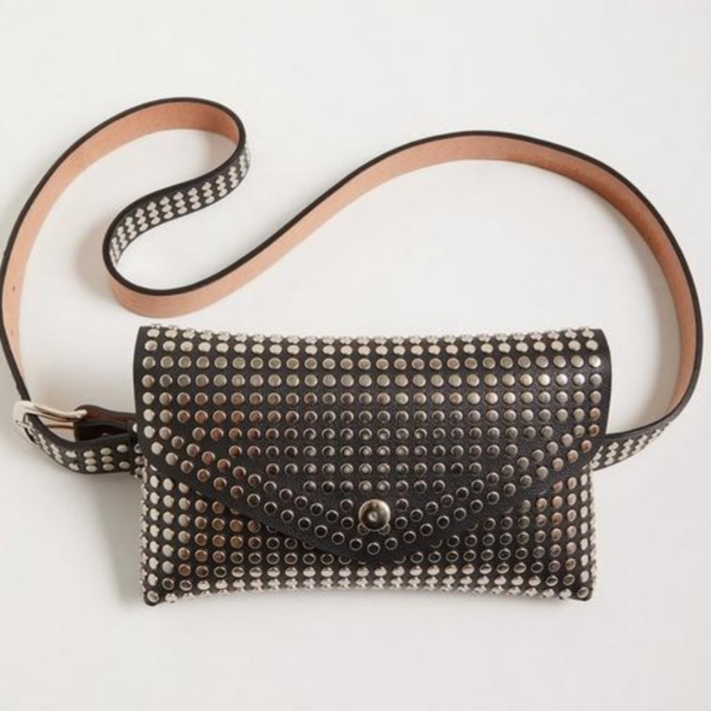 TORRID Black Studded Faux Leather Belted Bag Purse! NWT!